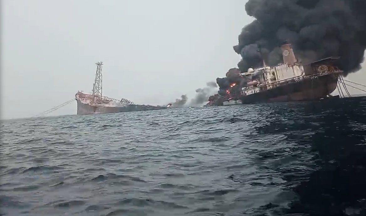 FPSO in flames offshore Nigeria